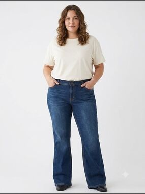 Torrid Source Of Wisdom Women's High-Rise Dark‎ Blue Slim Bootcut Jeans